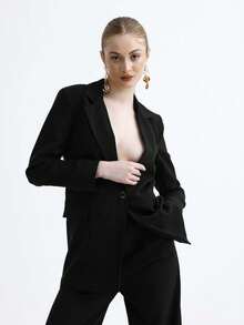 Blazer casual slim monopetto con collo a risvolto - A475 - nero - Visualizzare 5