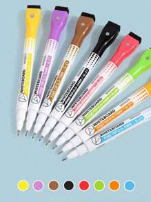 8pcs/2pcs Whiteboard Markers, Water-Soluble Erasable Magnetic Whiteboard Eraser Brush, Fine Point 0.5-1mm Refill