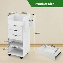GOFLAME Rolling Storage Cart, Mobile Storage Cabinet With 3 Drawers, 2 Open Shelves, 2 Dowel Rods, Craft Utility Cart For Home, Office, Kitchen, Bathroom - White - View 2