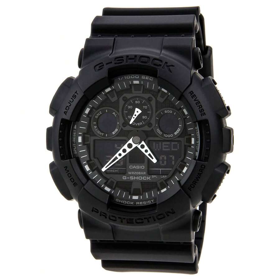 Casio GA100-1A1 Men's G-Shock Black Resin Strap Watch - 黑色 - 查看 1