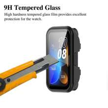 PC Schutzhülle + Bildschirmschutz kompatibel mit Huawei Band 9/8, Schutzhülle mit gehärtetem Glas Displayschutz & PC Bumper Cover Zubehör, für Herren und Damen