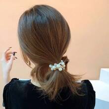 1pc Elegant Rhinestone Faux Pearl Hair Tie For Women, Simple Chic Hair Band Hair Accessory Ponytail Holders Hair Elastics Hair Rubber Bands Scrunchies Hair Rope Elastic Hair Tie, Hair Bobbles