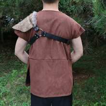 1pc Medieval Viking Armor Leather Belt With Fur Shoulder Pads, Carnival Halloween Costume Accessories - ZSJ-089 - View 5