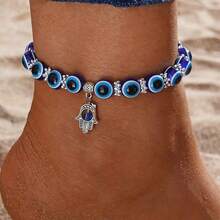 1pc Resin Evil Eye Design Elastic Beach Anklet For Women