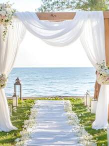 1 pezzo di tessuto in chiffon bianco per arco, tessuto per arco da matrimonio, decorazione per lo sfondo di feste di compleanno, decorazione romantica in poliestere per matrimoni, feste nuziali, doccia nuziale, decorazioni per la stanza, adatto per arco da matrimonio, decorazione cancellata scale, decorazione schienale sedie, tenda a rete trasparente per porte, runner da tavolo in garza, tovaglia, forniture per banchetti e feste