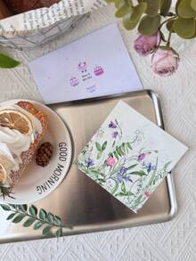 20pcs/Set, Spring Fresh Wild Flower & Plant & Herb Printed Napkins 10*10 Inch, Wedding & Tea Party & Decoration Tissue, For Restaurant & Kitchen,Christmas - Multicolor - View 3