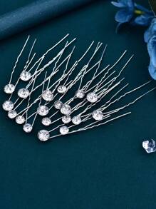 20 Stücke/Set DIY U-förmige Kristall Haarspangen Braut Haarzubehör, für Hochzeit, Party & Alltag