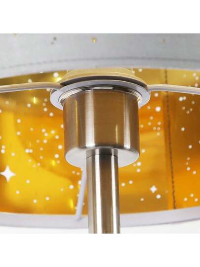 Moderne Vloer Lamp Living Room The Is Made Of Grijs Goud Star ed Fabric Lampshade, Measuring 144cm. It Comes An E27 Foot Switch Plug, Bedrooms, Children's Rooms, Corridors Excluding Verlichting Bulbs view 8