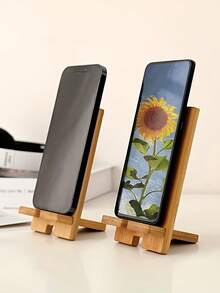Adjustable Bamboo Phone & Tablet Stand, Portable Holder For Desk, Home & Travel, Compatible With 4-13 Inch Devices For Apple Android Phone, Gifts For Family,Friends,Birthday,Spring, Summer, Mother Day, Boyfriends, Girlfriends - 黃色 - 查看 4