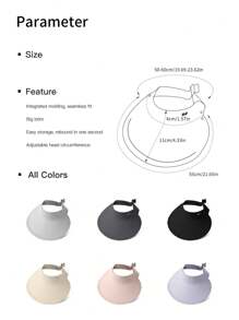 GOLOVEJOY 1 pezzo Cappello da sole estivo rosa da donna, cappello da tennis da donna ampia tesa, protezione solare, colore unito, versatile, traspirante, pieghevole, portatile con ampia parte superiore