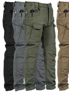 Men's Winter Soft Shell Fleece - Lined Charging Pants - Windproof, Waterproof & Thickened For Outdoor & Mountaineering - 02 - 查看 3