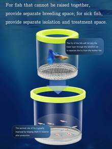 1 件悬浮式水族箱孵化器，水族箱配件，繁殖盒，透明浮动圆形鱼苗隔离盒，适用于母鱼，水族箱繁殖，小鱼苗和虾分离 - 彩色 - 查看 5