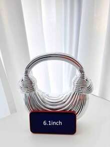 1pc Golden Plastic Acrylic Clutch Bag With Large Handle & Chain, High Capacity, Fashion Purse Suitable For Party/Banquet