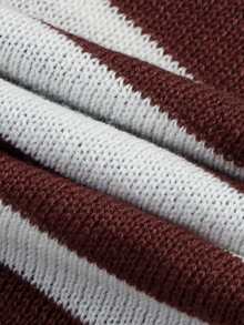 Officeau 春夏新款男士毛衣，复古商务休闲宽松条纹短袖V领套头针织衫，春夏皆宜 - 白色 - 查看 10