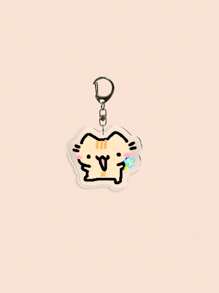 1 pièce Porte-clés mignon en acrylique avec chat de dessin animé, chat rose girly, chaton naïf, chaton à fleurs, chaton fraise, chaton lunettes de soleil, chaton câlinant la courtepointe, chaton comptant de l'argent, porte-clés thème animal, charme de sac cadeau pour amis et couples, accessoires de voiture, sac à dos pour l'école