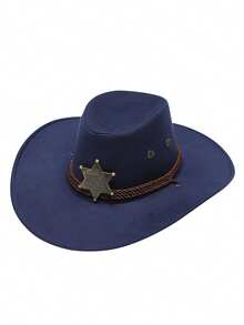 1pc Star Bohemian Polyester (Polyester) Solid Color Teardrop Western Cowboy Hat, All Season Fashion Versatile Commute - Teardrop-shaped Western Cowboy Hat - View 13