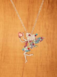 1 Peça Colar Pingente de Asas de Fada Elegante Embutido com Strass Colorido, Adequado para Uso Diário e Festas (Cor do Strass Aleatória)