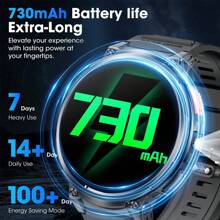 2025 Upgrade Sporty Smartwatch With 730mAh Extra-Long Battery Life, 1.85 Inch AMOLED Round Screen Smartwatch With Flashlight, Support Wireless Calling/Alarm Clock/ Weather Forecast/Music Control, Fitness Tracker With Over 100 Sport Modes, Men's Smart Watch, Compatible With IOS/Android, Gift