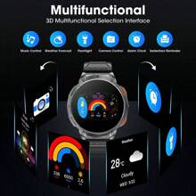 2025 Upgrade Sporty Smartwatch With 730mAh Extra-Long Battery Life, 1.85 Inch AMOLED Round Screen Smartwatch With Flashlight, Support Wireless Calling/Alarm Clock/ Weather Forecast/Music Control, Fitness Tracker With Over 100 Sport Modes, Men's Smart Watch, Compatible With IOS/Android, Gift