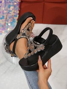 Sandales femme mode été à semelle épaisse, tongs style plateforme bohème élégant rétro