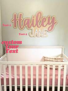 Letrero de nombre de guardería personalizado 3D de madera y acrílico, cartel de nombre personalizado de madera, decoración de habitación de bebé artesanal, regalo único para baby shower | Arte de pared de madera - Multicolor disponible, hogar estético - Multicolor - Ver 10