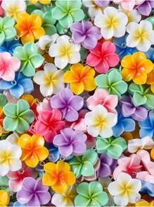 30/50pcs Random Shiny Gradient Daisy Flower Resin Pendant Charms, 5-Petal Mini Flowers, Suitable For Women's DIY Necklaces, Earrings, Keychains, Jewelry Making, Gift For Friends