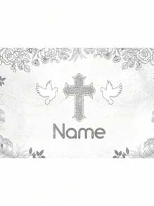 1pc Customizable Christening Themed Party Decoration Cross Banner,Communion Party Decoration Backdrop For Photography