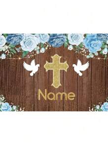 1pc Customizable Christening Themed Party Decoration Cross Banner,Communion Party Decoration Backdrop For Photography