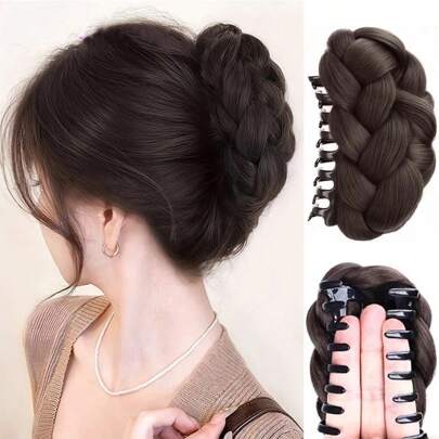 Coque de Cabelo Sintético, Presilha de Garra para Coque, Extensões de Cabelo Falso Sintético em Coques, Coques Posteiros para Uso Diário de Mulheres