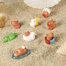 10 件迷你可爱水豚和它的朋友，微景观装饰，树脂材料，DIY 房间，桌面，童话花园，玻璃容器，鱼缸，水族箱等
