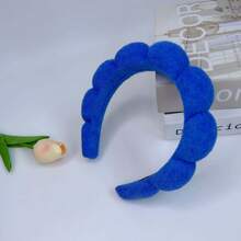 3pcs Cloud-Shaped Sponge, Linen Textured Headband, Wide Brim Hair Accessory For Washing Face, Bathing, Makeup, Spa, Sports