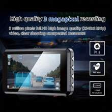1pc, Front & Rear (Front & Rear) Dash Cam, Dual Channel Car Camera, 1296P Full HD DVR, Loop Recording, 3 Inch Display, 32GB Memory Card Included - Car Supplies