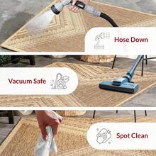 NuLOOM 4' X 6' Outdoor Performance Area Rug, Stain Resistant, Weather Resistant, High Traffic, Patio, Balcony, Outside, Landry Brown - Beige - View 3