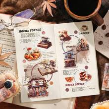 4 Stücke retro Stadtansicht europäisches Kaffee Design (PET Material) Ausschneidedekoration Ruhige Zeit Serie Sammelalbum DIY kreative Werkzeuge Rückkehr zur Schule