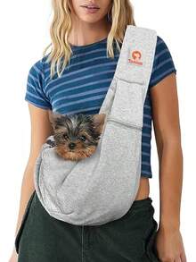 Tomkas Small Dog Sling Carrier - Classic Pocket & Classic Strap - For 3-10 Lbs Pets(Black) - Xám - Xem 9