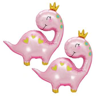 2 件恐龙气球、恐龙公主铝箔气球、巨型可爱恐龙气球、恐龙主题派对、生日派对、洗礼派对装饰