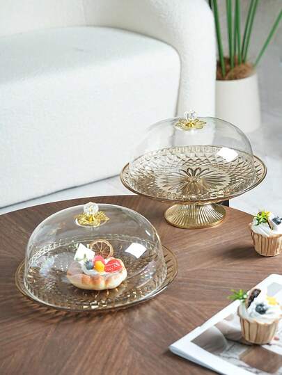 1pc Creative Luxury High Pedestal Tray, Cake Dome Stand Suitable For Halloween, Christmas, Wedding Celebration, Reusable Decorative Tray