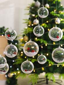 10 Pieces Transparent Plastic Filler Decorations, Transparent DIY Craft Balls, Transparent DIY Christmas Decorations In 5 Different Sizes, Suitable For Weddings, Parties, Home Decor