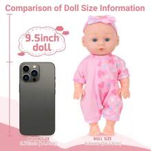 Muñeca bebé realista de 24cm/9.5 pulgadas con 1 muñeca y 1 conjunto de ropa, muñeca para vestir a mano, regalo de cumpleaños y vacaciones para niños