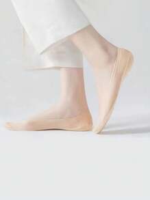 5 Pairs Women's Summer Thin Solid Color Boat Socks, No Show Socks, Minimalist Design Suitable For Business, Casual Wear And Various Shoes