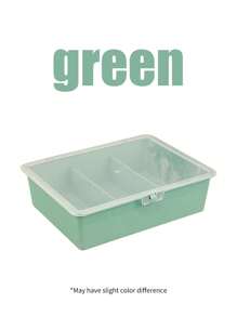 1pc Colored Plastic Compartment Storage Box, Office Desktop Stationery Parts Box, Wardrobe Transparent Flip Top Solid Color Sock Box, Multifunctional Covered Storage Box