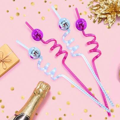 Disco Ball Reusable Drinking Straw (1 PACK, 2 Counts) – Fun And Glittery Party Accessory For Cocktails, Mocktails, Bridal Showers, Bachelorette Parties, And Rodeo-Themed Events.
