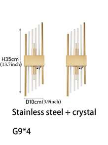 Golden/Black LED Crystal Wall Lamp, Stainless Steel Body, Suitable For Living Room, Bedroom, Corridor Home Decoration, Free G9 Light Source