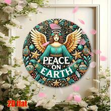 Placa de metal con impresión plana 2D "Ángel de la Paz en la Tierra, decoración navideña", cartel divertido, adecuado para decoración de pared exterior, calle, patio, garaje, hogar, cafetería, bar, club, tapa de alcantarilla, granja, jardín, tienda, restaurante, arte de pared, pintura de metal en lata, arte de logotipo - Azul - Ver 10