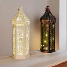 1 szt. Nowa, bliskowschodnia, marokańska, zabytkowa, pusta lampa wiatrowa LED, żelazna latarnia artystyczna do hotelu, atmosfera wystroju domu, [wysyłana bez baterii]