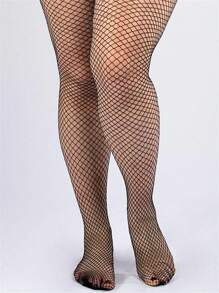 1 Par de Meias-Calça Tipo Rede para Plus Size, Meias-Calça de Teia Fina Respirável para Mulheres, Adequado para até 90kg, Meias de Teia de Verão