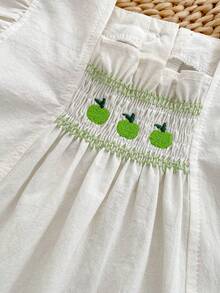 夏季新款女宝宝盖袖刺绣上衣+短裤两件套 - 綠色 - 查看 4