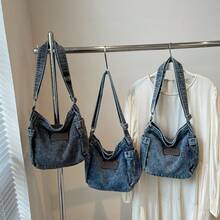 Bags Female Fall And Winter New Retro Simple Hong Style Canvas Shoulder Bag Casual Student Crossbody Bag - Black - View 5