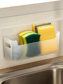 1pc Kitchen Wall Mounted Storage Box, Cabinet Door Interior Vacuum Seal Bag & Cleaning Supplies Organizer, No Drilling Required