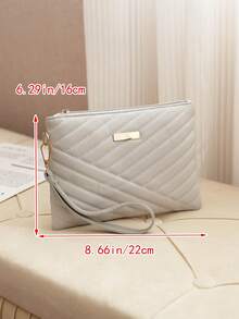 Women's Clutch Bag, Large Capacity Phone Wallet Purse Handbag Key Pouch - Light Grey - View 3